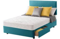 Layezee Calm Micro Quilt Double 2 Drawer Teal Divan Bed